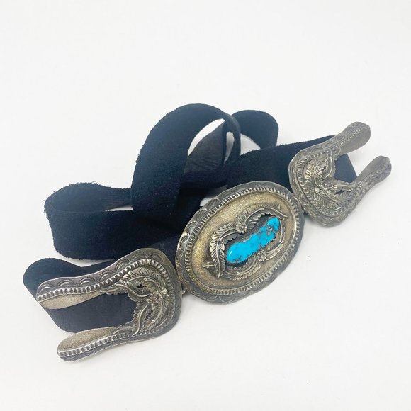 577 Rare Vintage Signed Les Baker Shop Bisbee Turquoise Sterling Navajo Belt main image 9